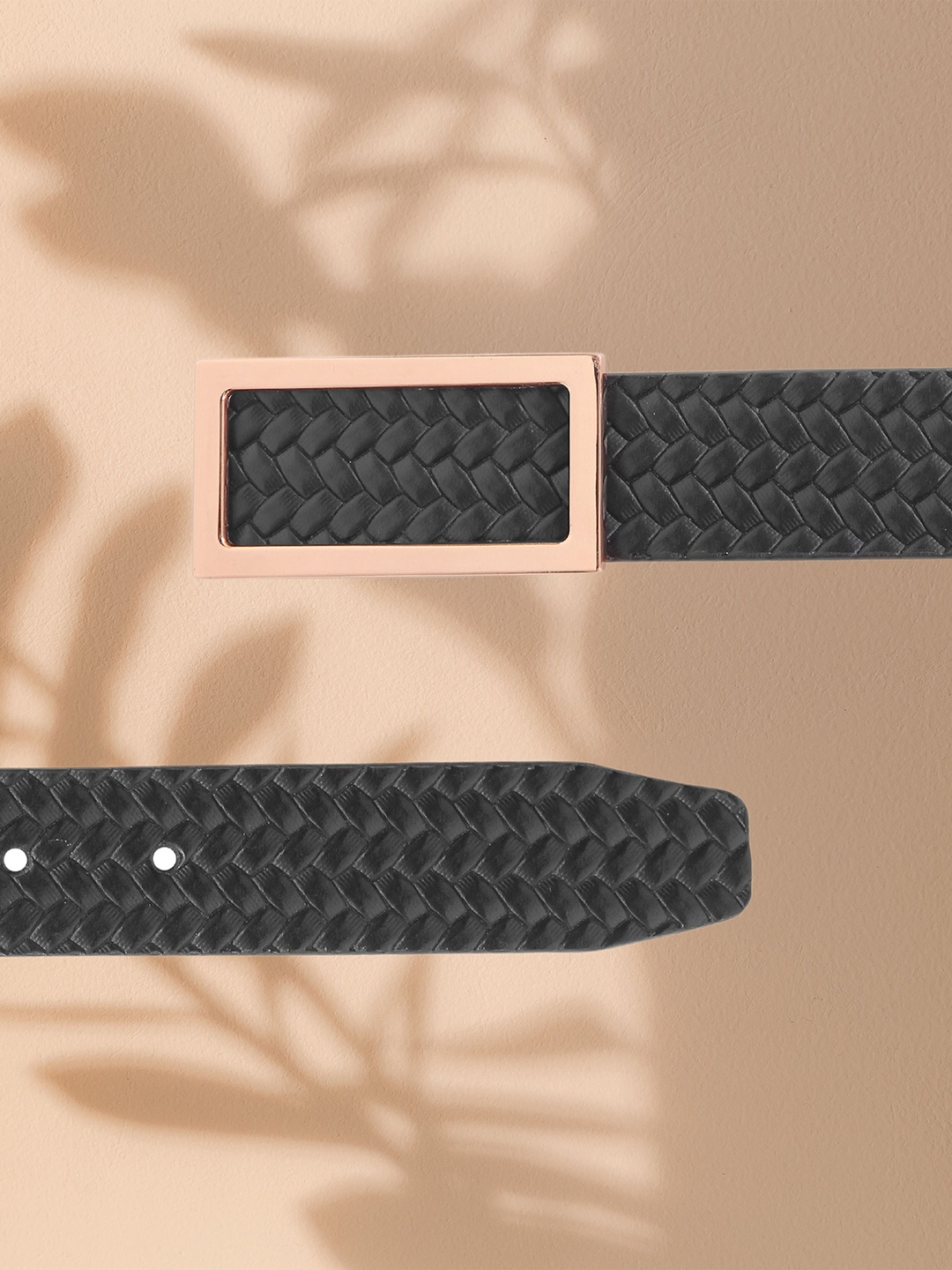 

Calvadoss Men Textured Leather Belt, Black