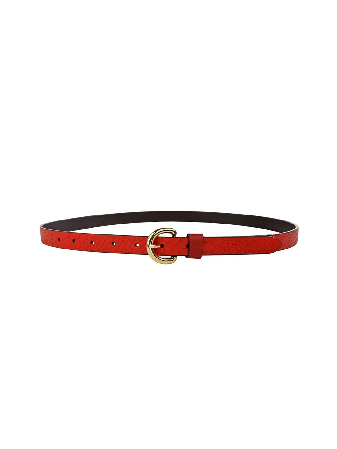 

Hidesign Women Textured Leather Belt, Red