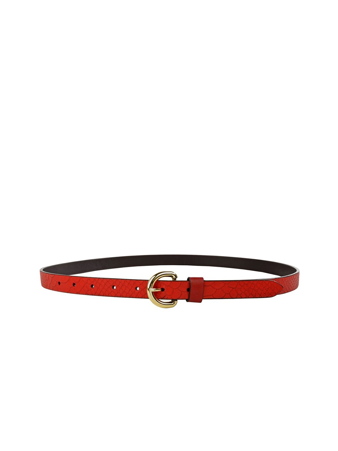 

Hidesign Women Textured Leather Belt, Red