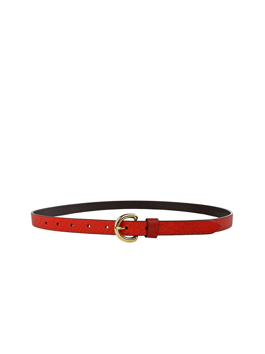 

Hidesign Women Textured Leather Belt, Red