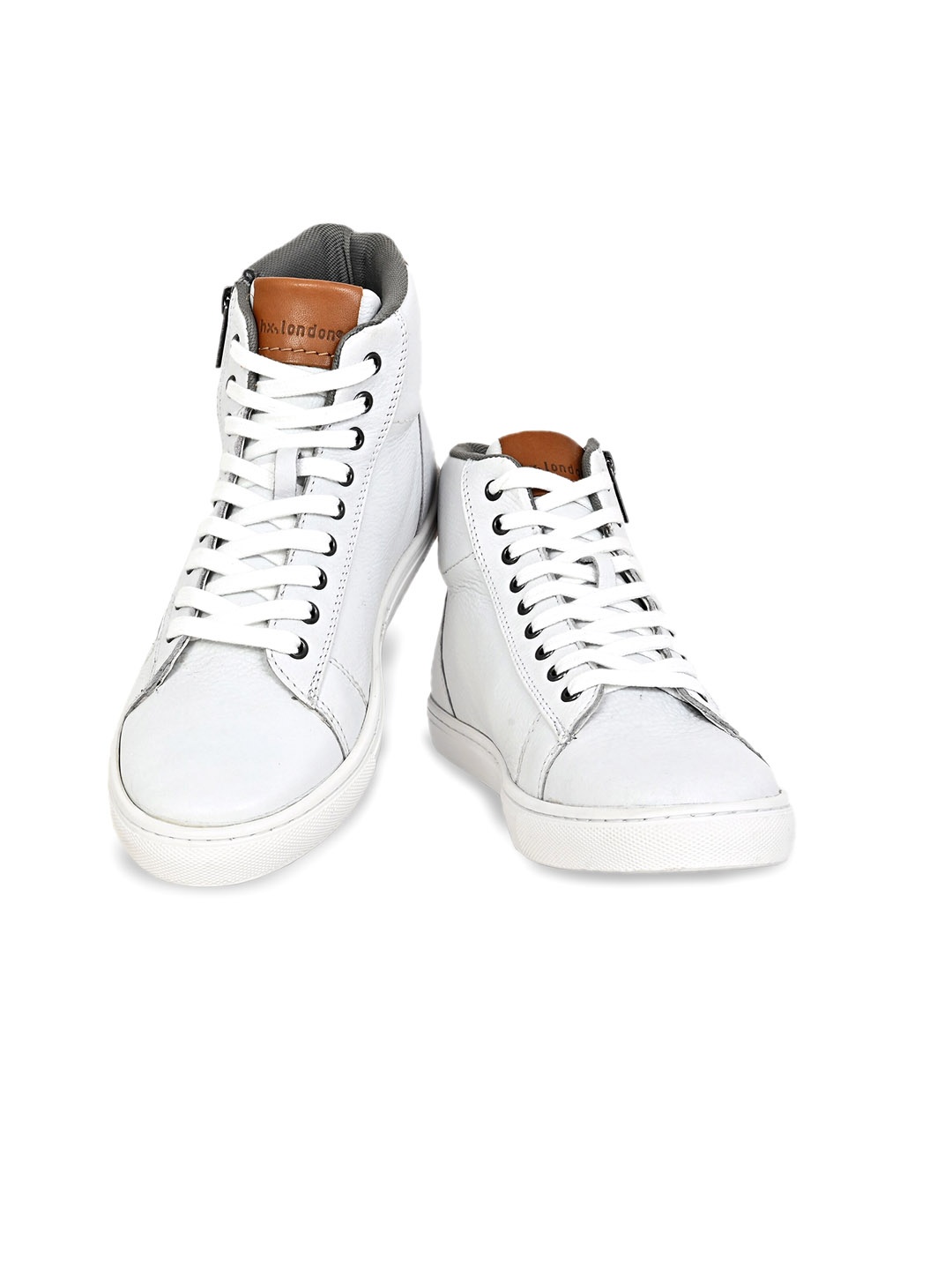 

HX London Men Mid Top Lightweight Memory Foam Leather Basics Sneakers, White