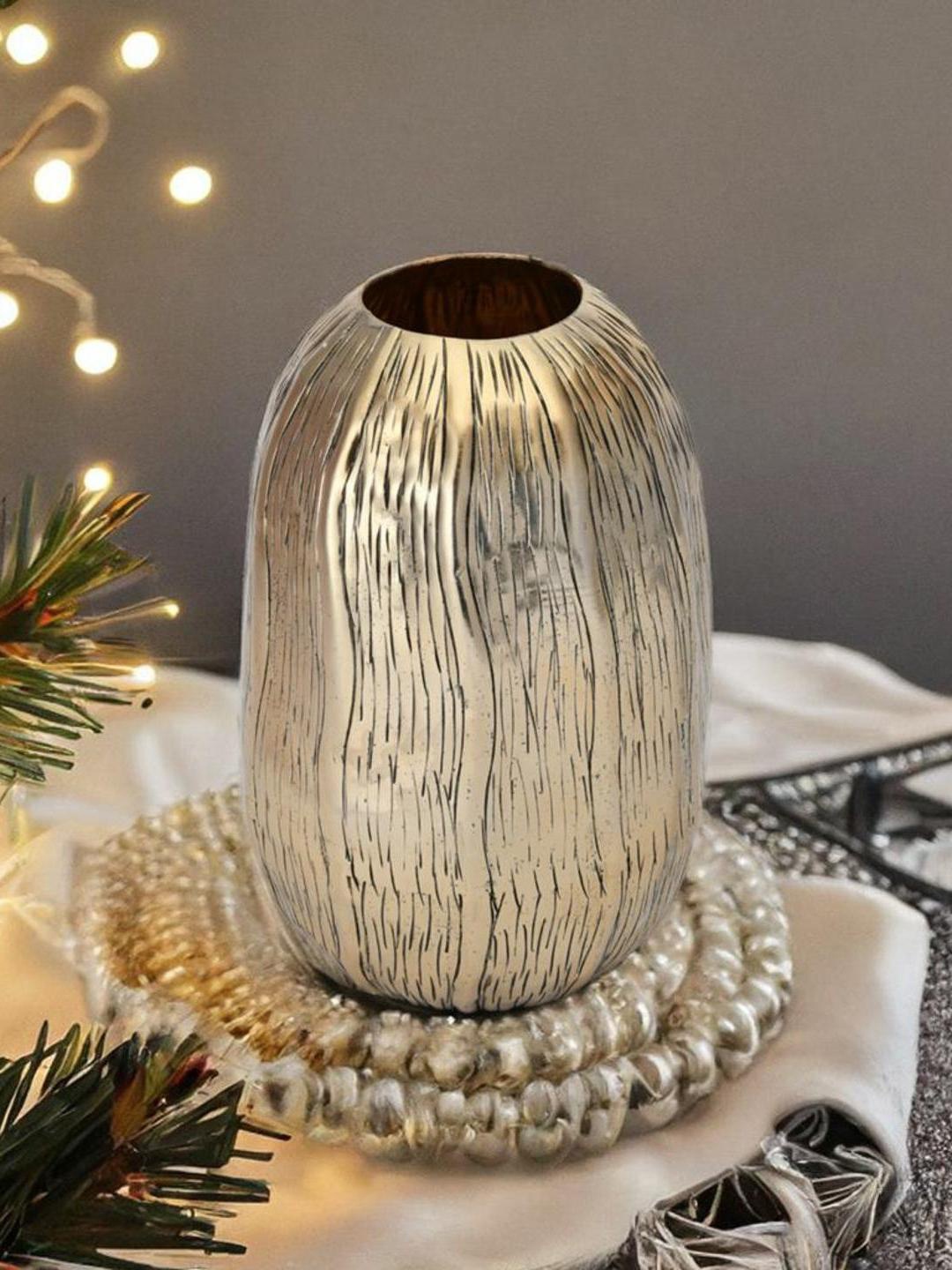 

Athome by Nilkamal Gold Toned Ripple Metal Vase