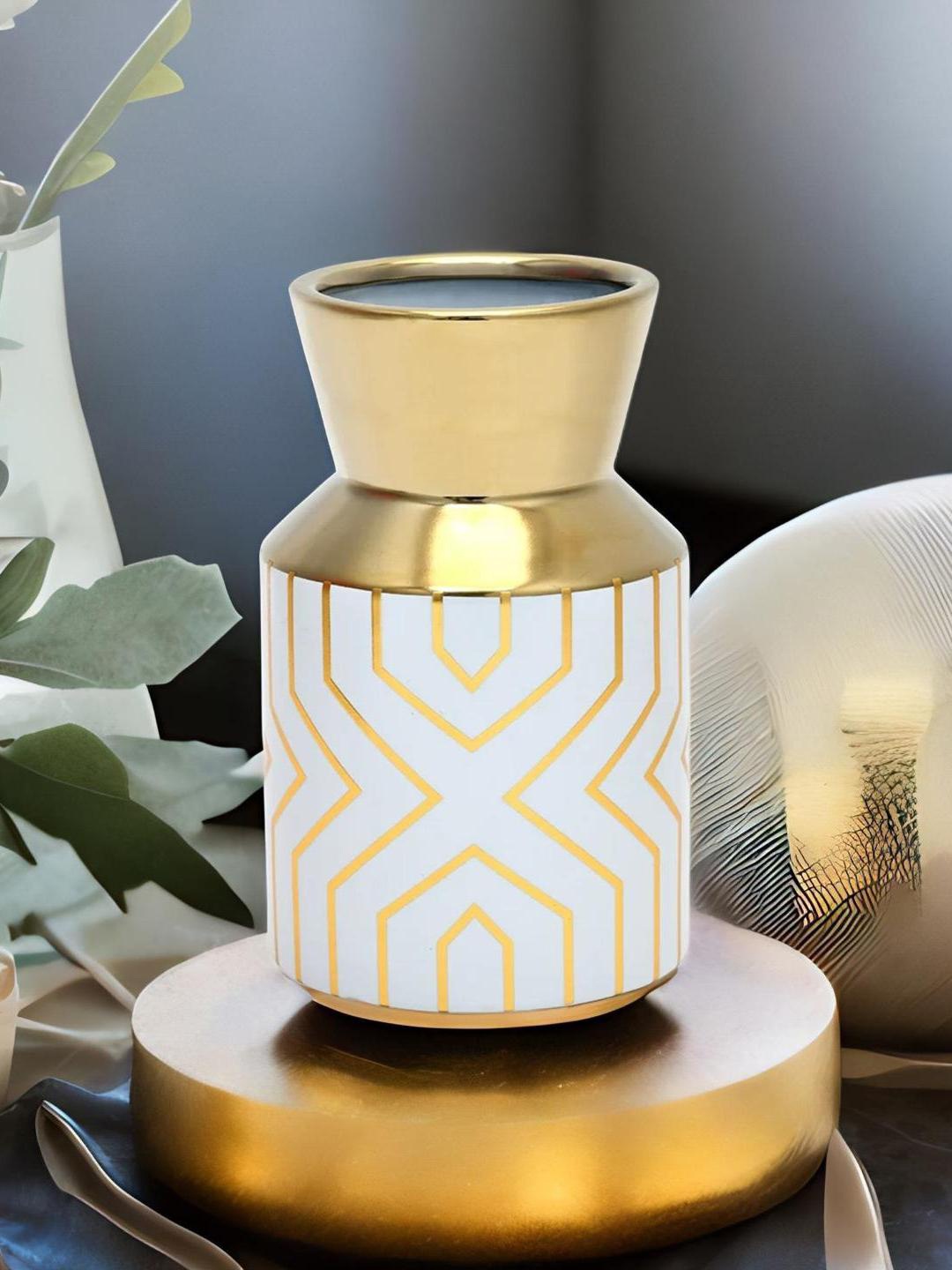 

Athome by Nilkamal White & Gold Toned Gracy Decorative Ceramic Vase