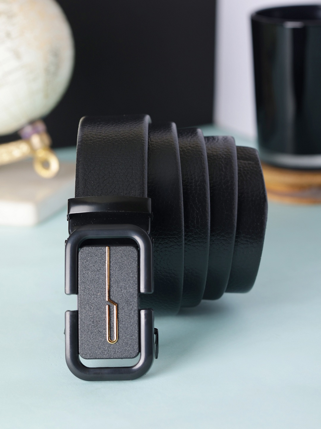 

ZEVORA Men Leather Belt, Black