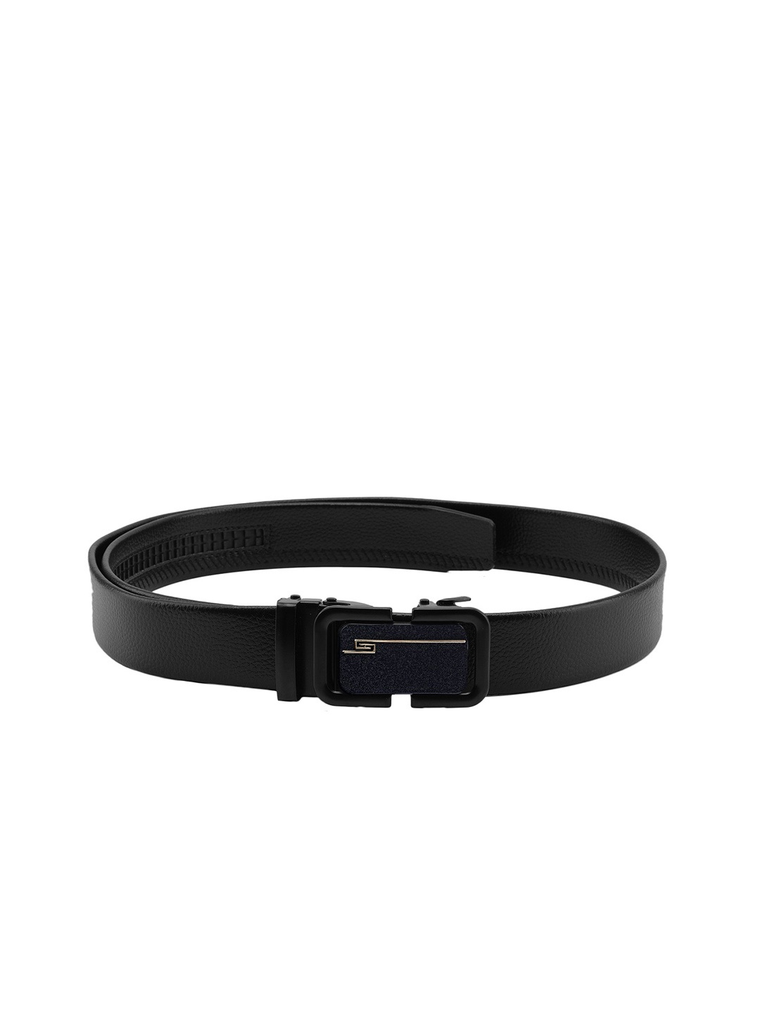 

ZEVORA Men Textured Leather Belt, Black