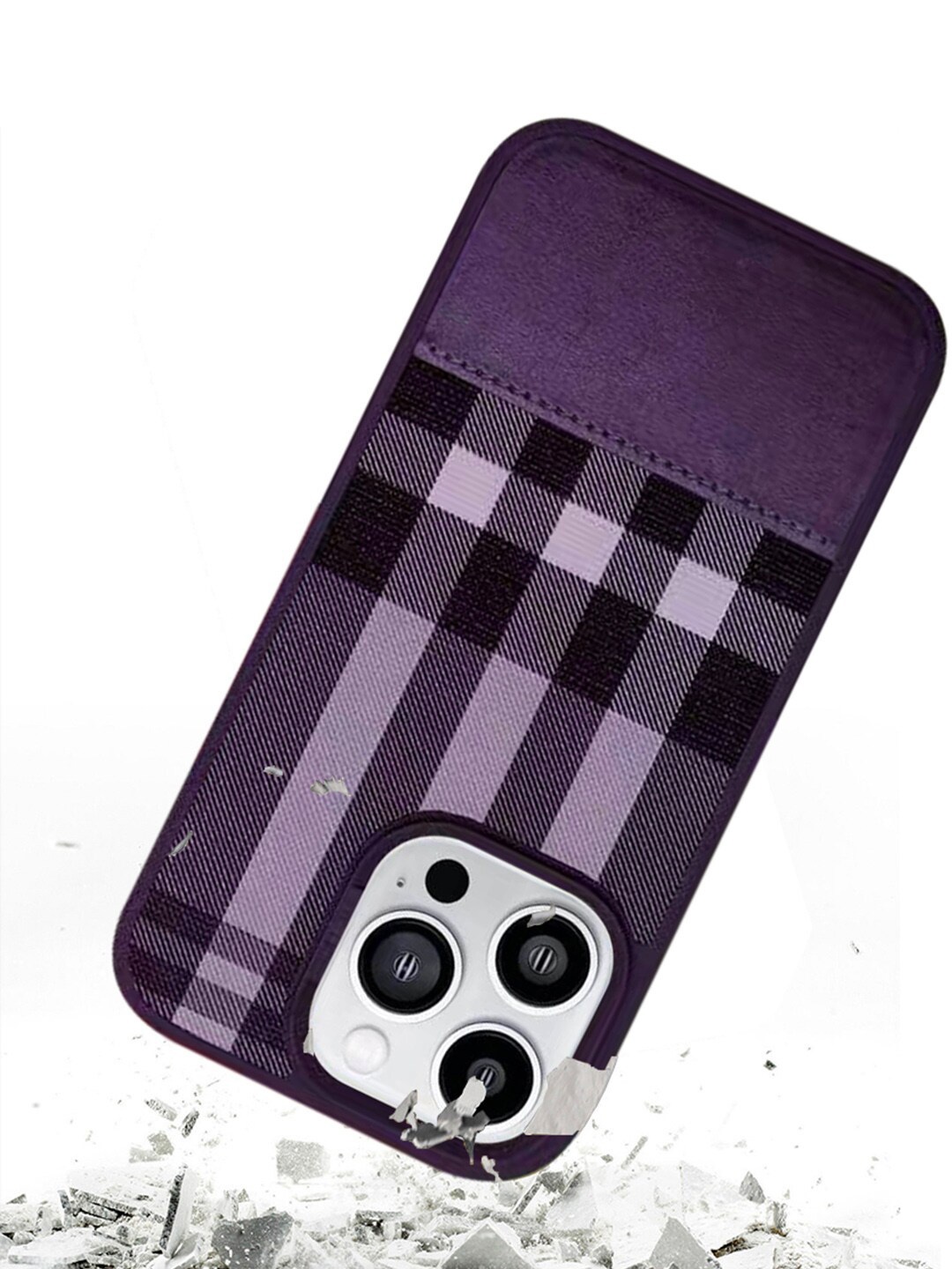 

TREEMODA Checked iPhone 14 Pro Back Case, Purple