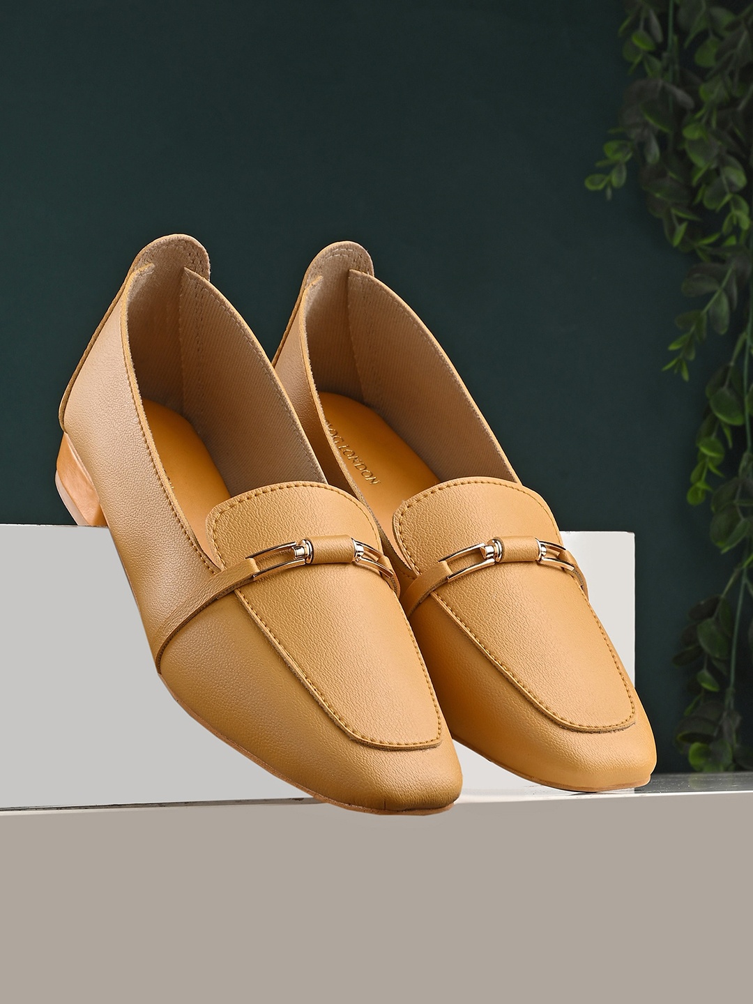 

CLOG LONDON Embellished Round Toe Pumps, Mustard