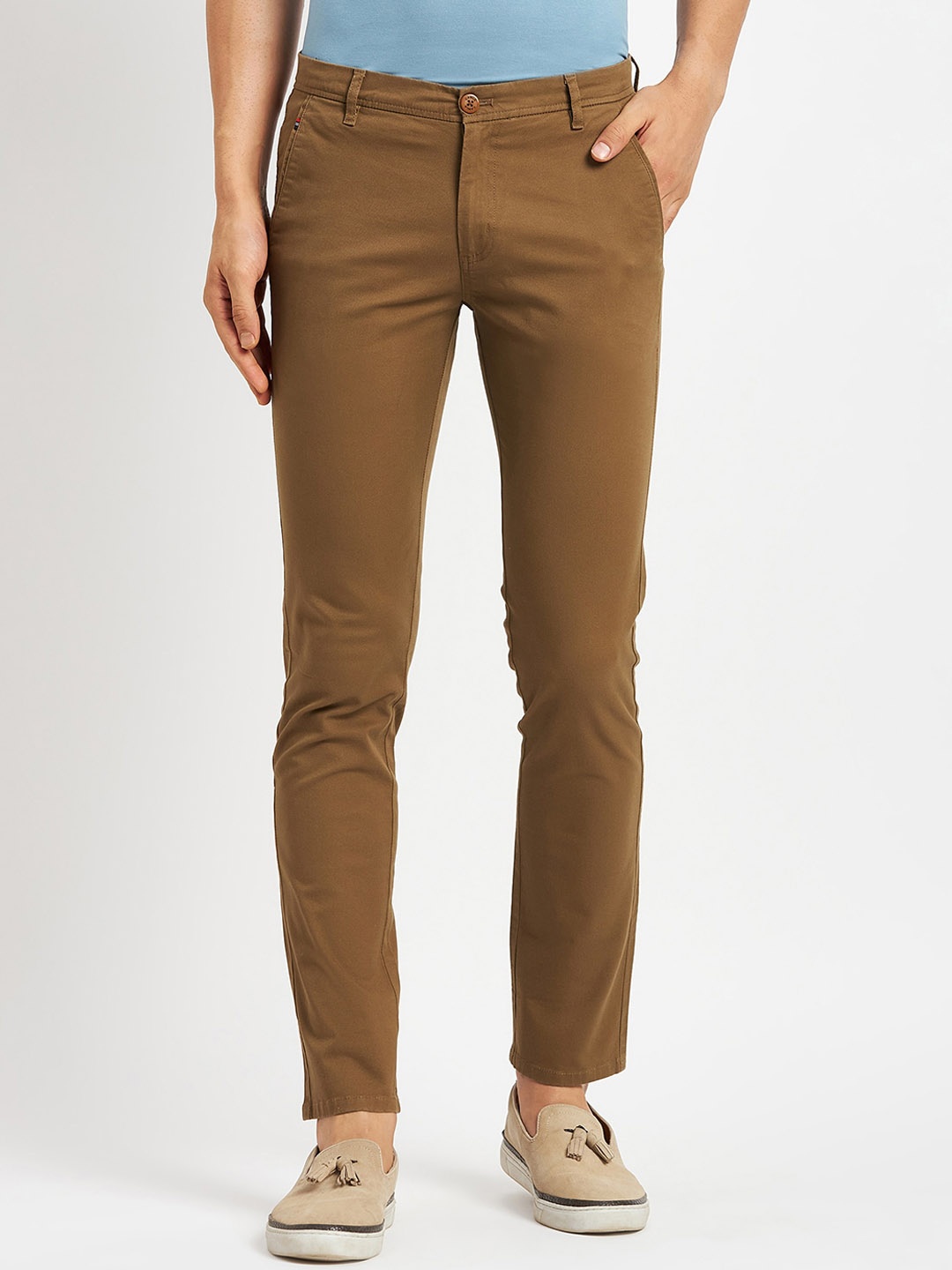 

CAMLA Men Mid-Rise Cotton Chinos, Khaki