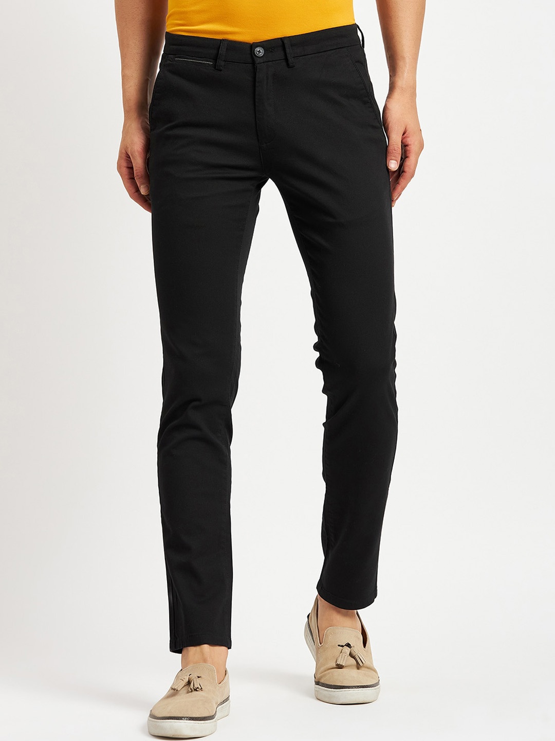 

CAMLA Men Mid-Rise Cotton Chinos, Black