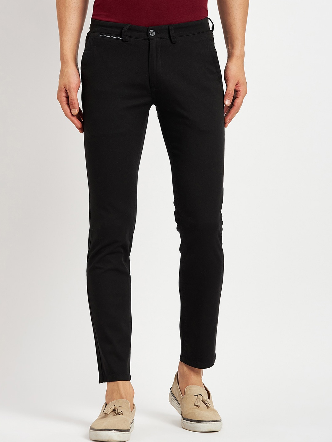 

CAMLA Men Mid-Rise Cotton Chinos, Black
