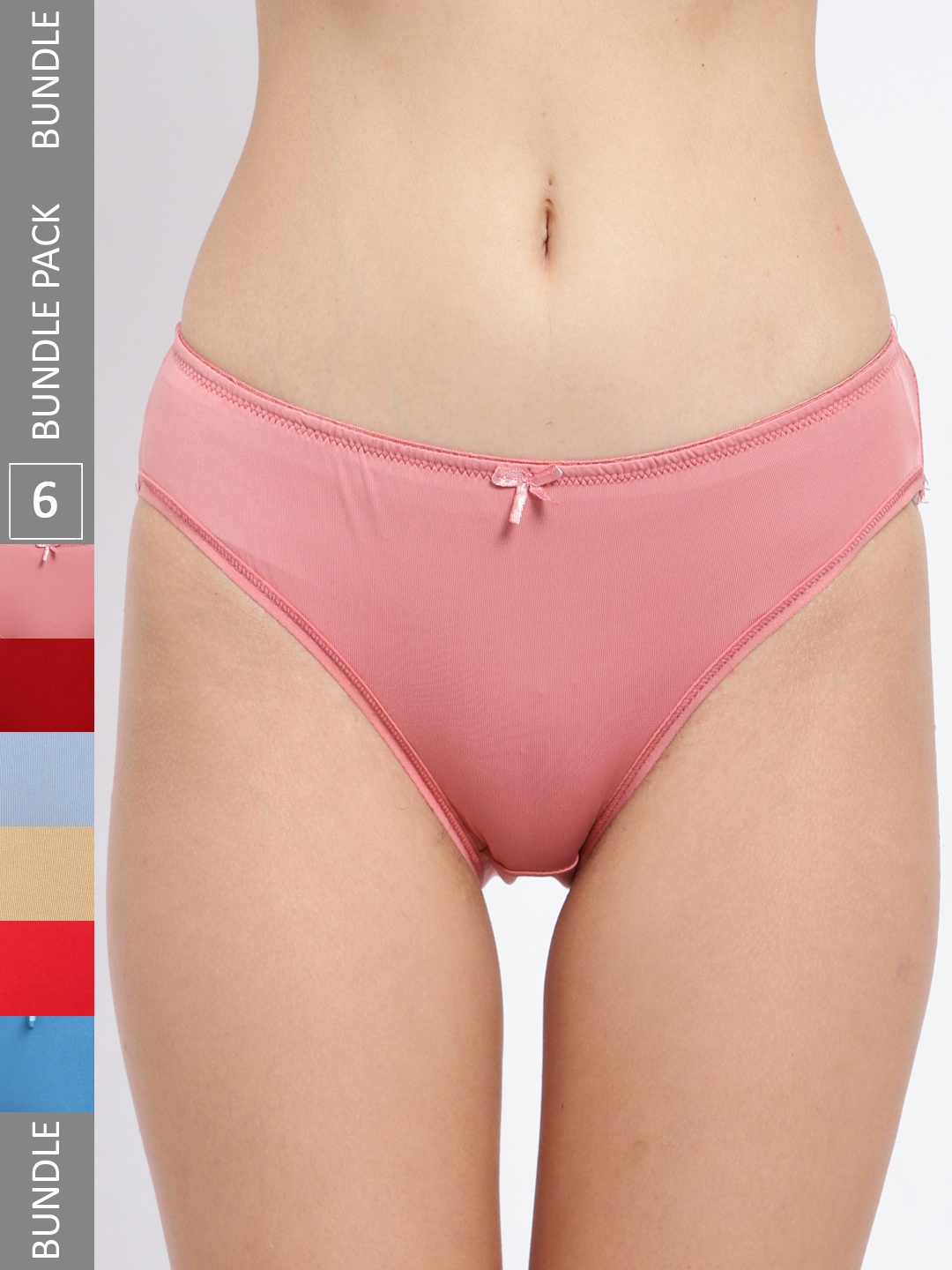 

LADYLAND Women Pack Of 6 Mid-Rise Hipster Briefs SHADOW-6PC-SKU-S, Pink