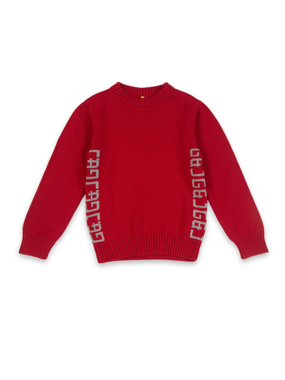 Gini and Jony Boys Typography Self Design Pullover, Red
