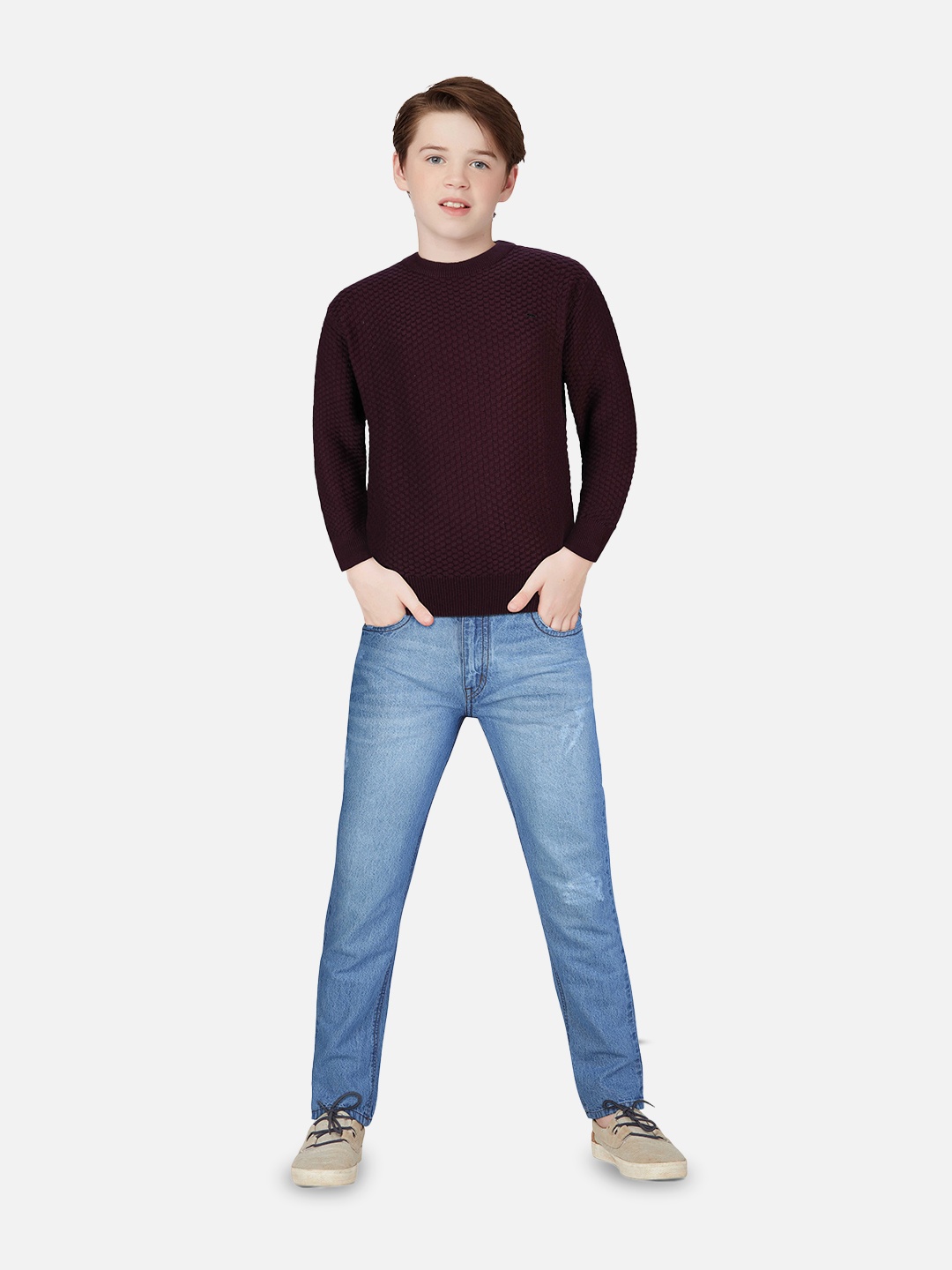 

Gini and Jony Boys Ribbed Pullover, Maroon