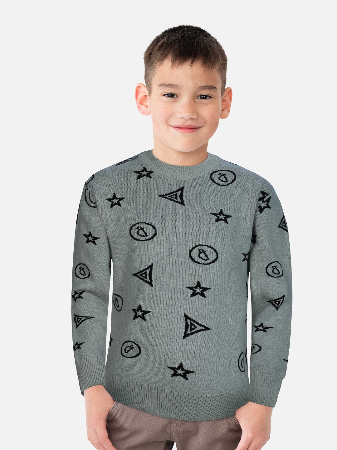 

Gini and Jony Boys Geometric Printed Pullover, Grey