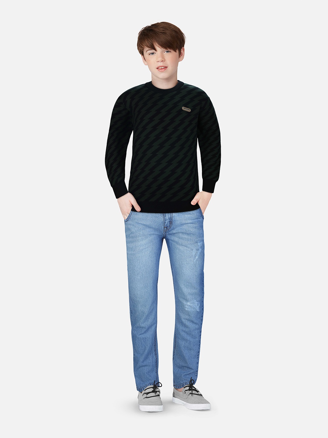 

Gini and Jony Boys Striped Pullover Sweaters, Black