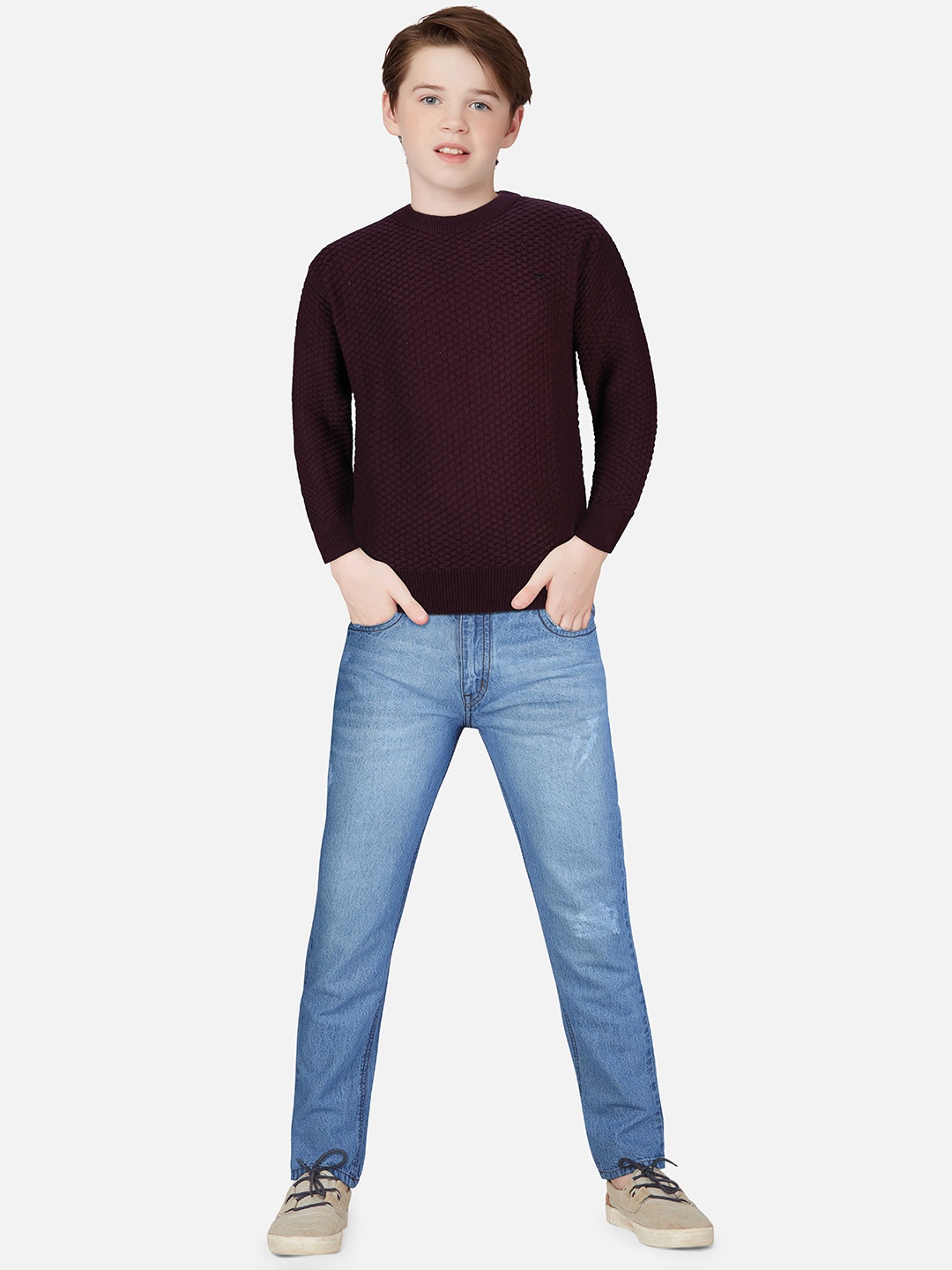 

Gini and Jony Boys Ribbed Pullover, Maroon