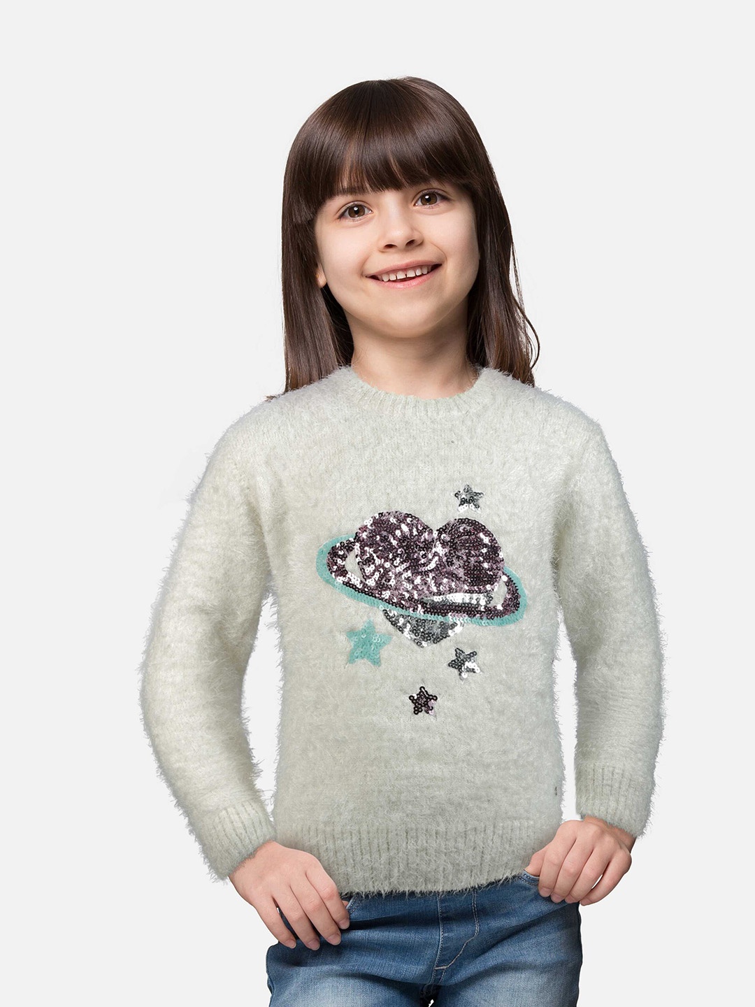 

Gini and Jony Girls Embellished Pullover, Grey