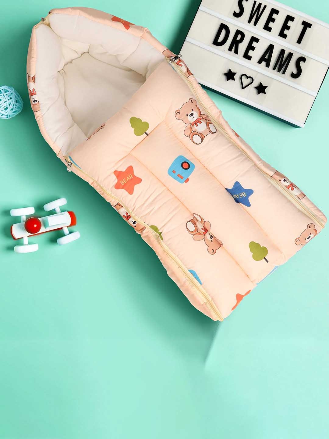 

KICKS & CRAWL Infants Kids Printed Lightweight Baby Carry Nest, Beige