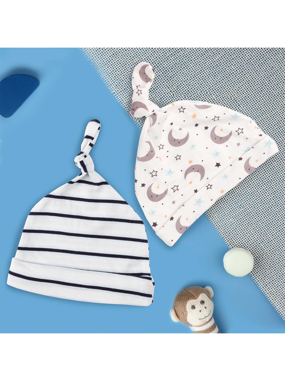 

KICKS & CRAWL Kids Printed Cotton Beanie, White