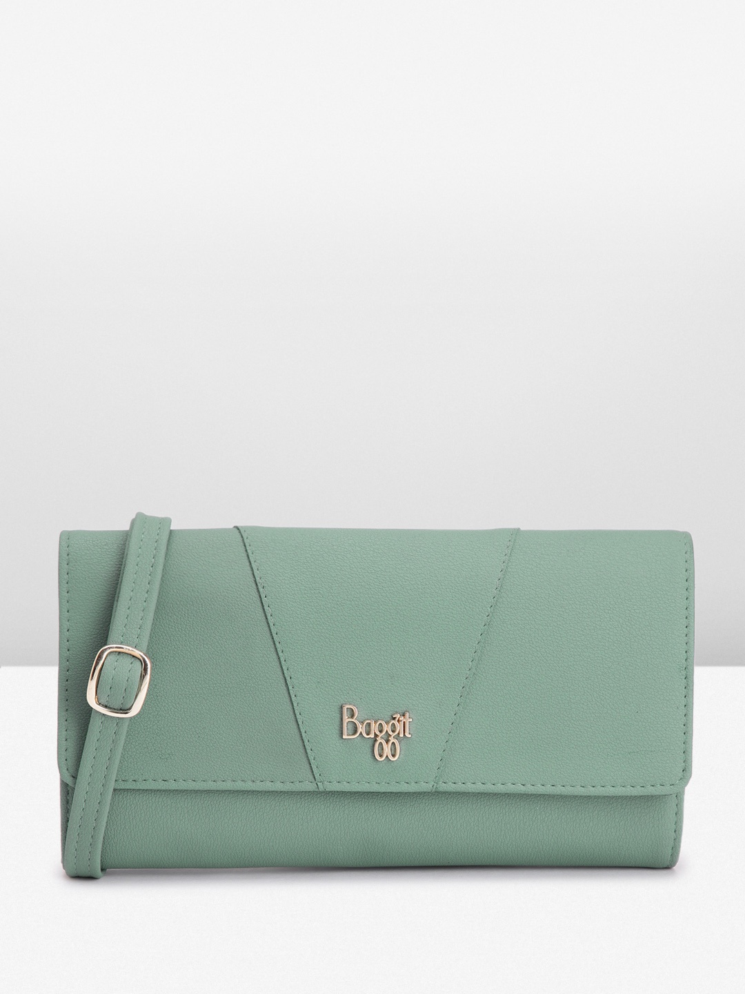 

Baggit Women Solid PU Envelope Wallet With Sling Strap, Green