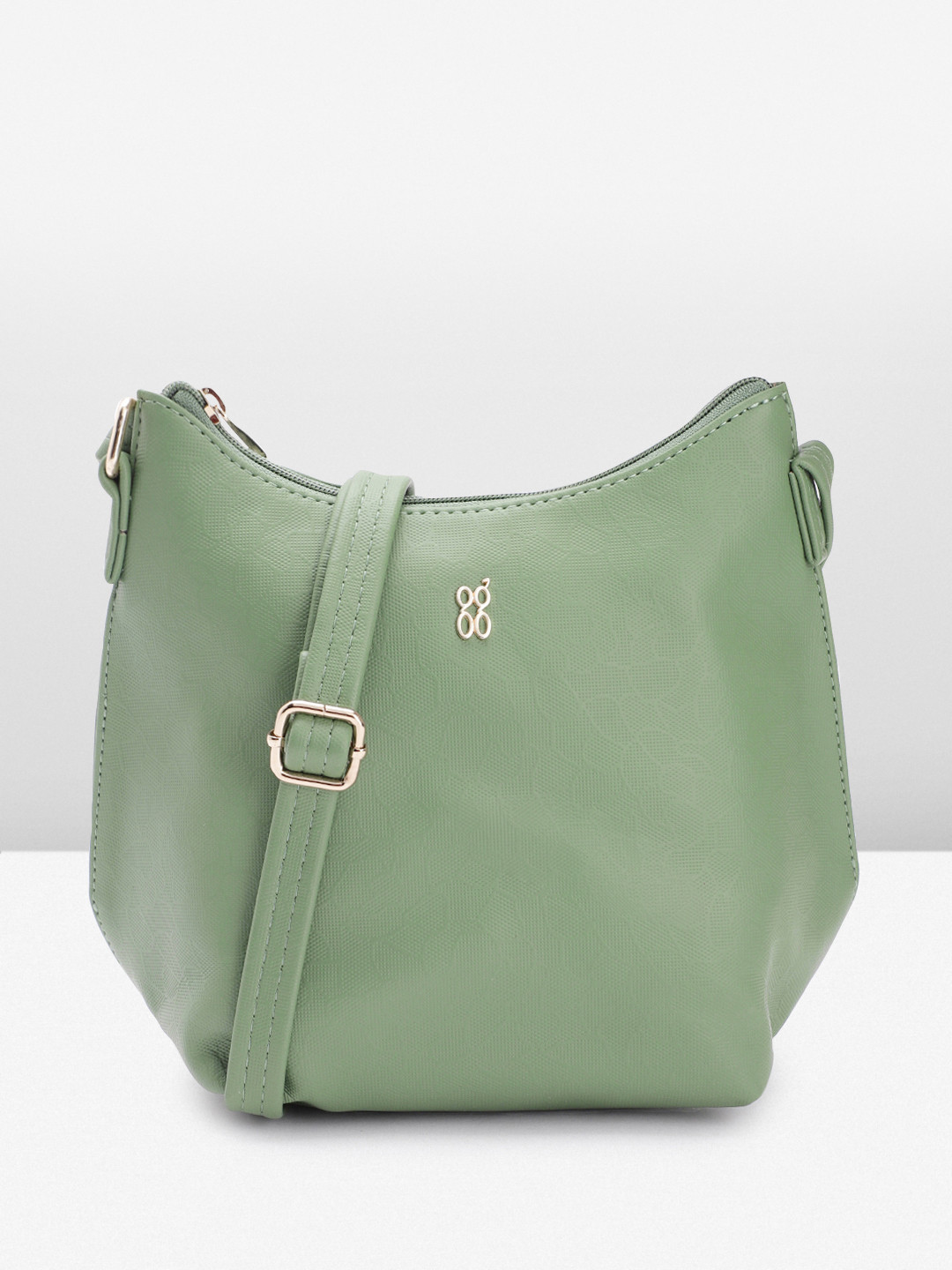 

Baggit Abstract Textured PU Structured Sling Bag, Green