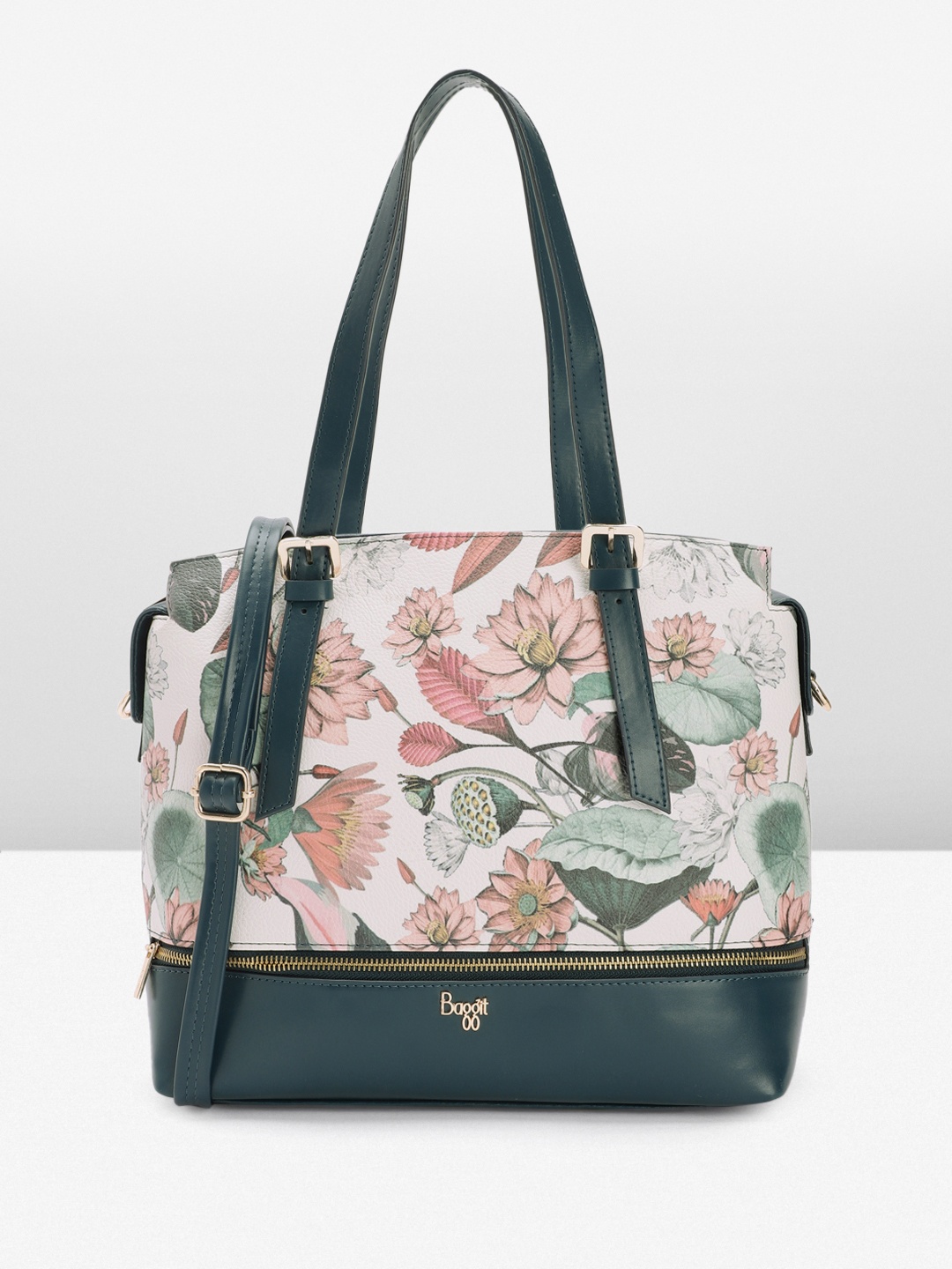 

Baggit Floral Print PU Structured Shoulder Bag, Teal