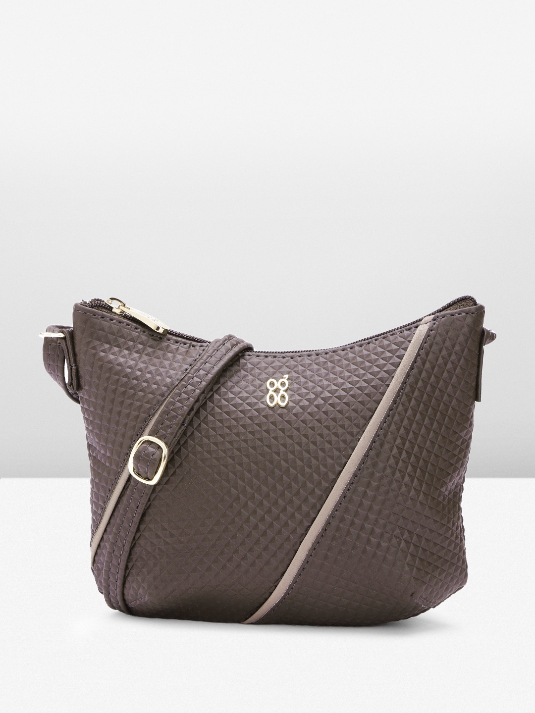 

Baggit Geometric Textured Sling Bag, Coffee brown