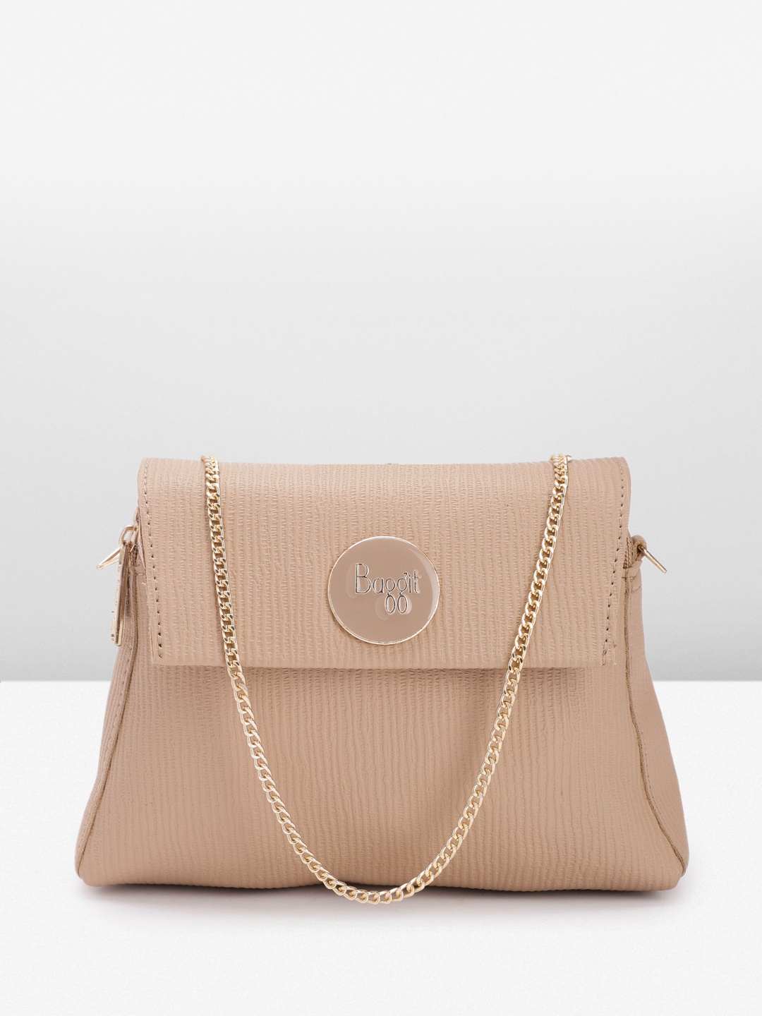

Baggit Textured PU Structured Sling Bag, Beige