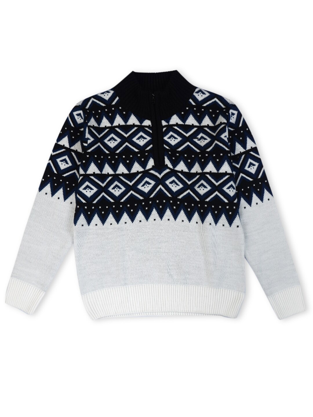 

Gini and Jony Boys Self Design Knitted Pullover, Grey