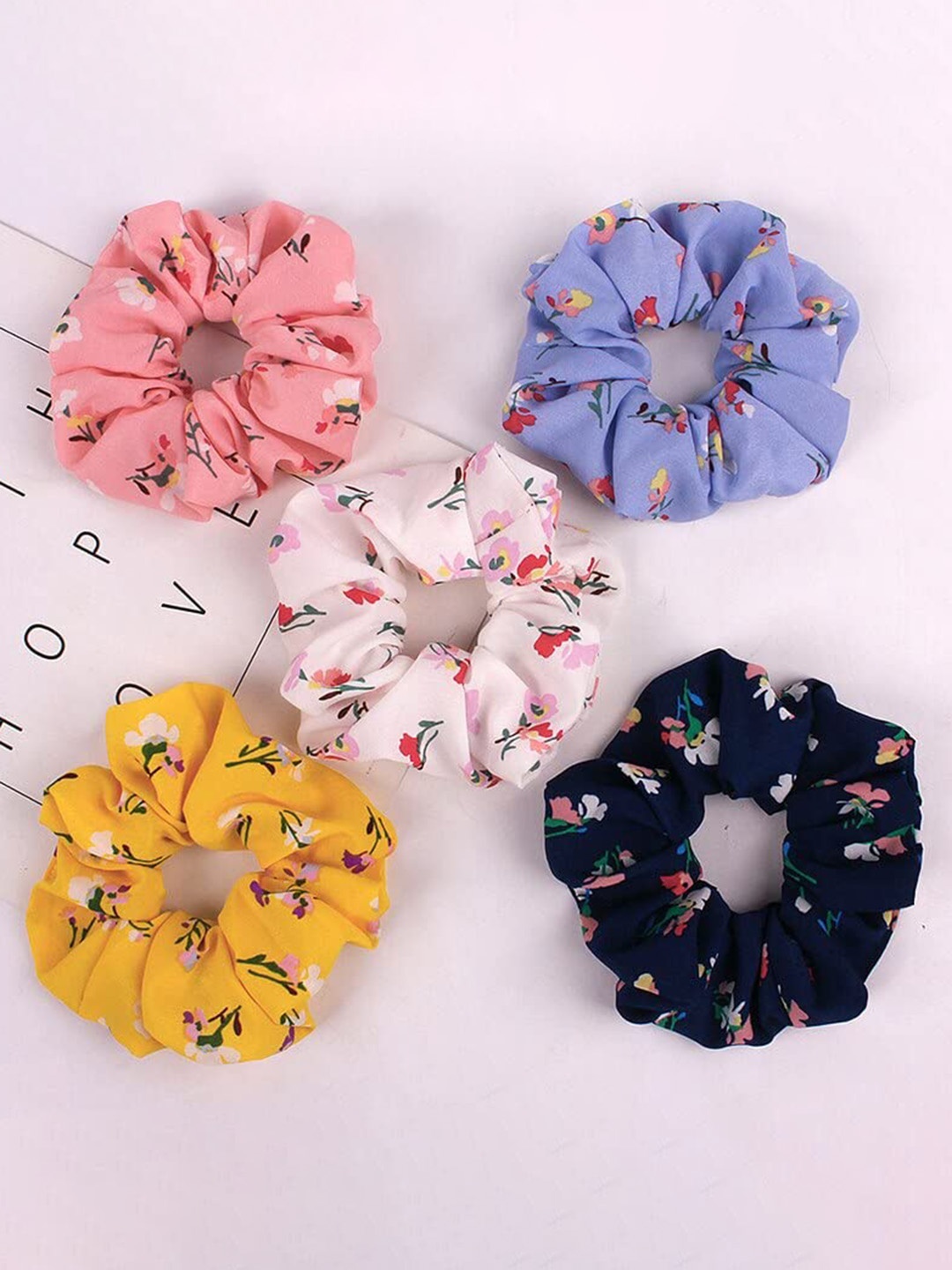 

CHRONEX Set of 12 Floral Printed Scarf Scrunchies Hair Accessory, Pink