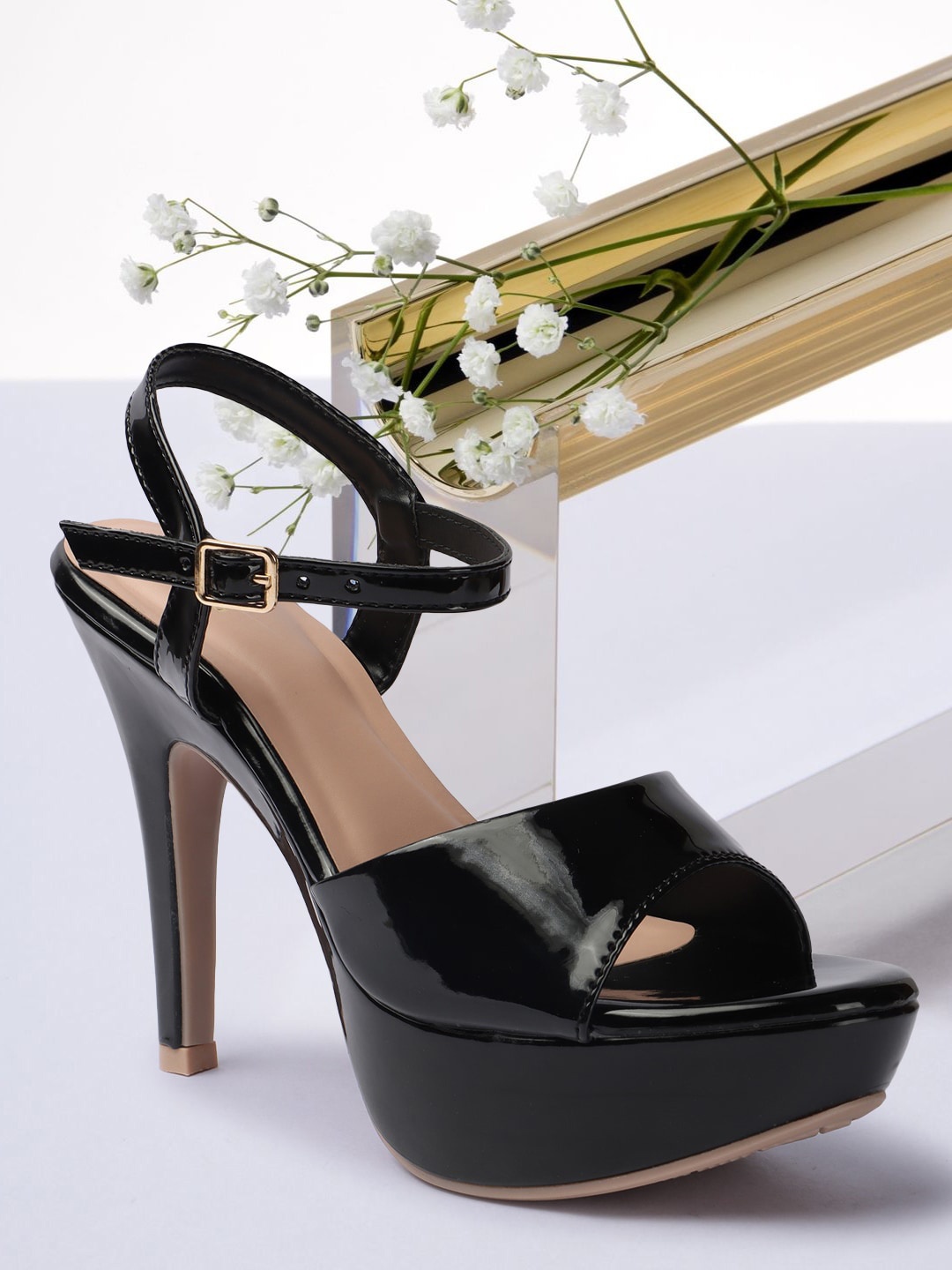 

XE Looks Open Toe Stiletto Heels, Black