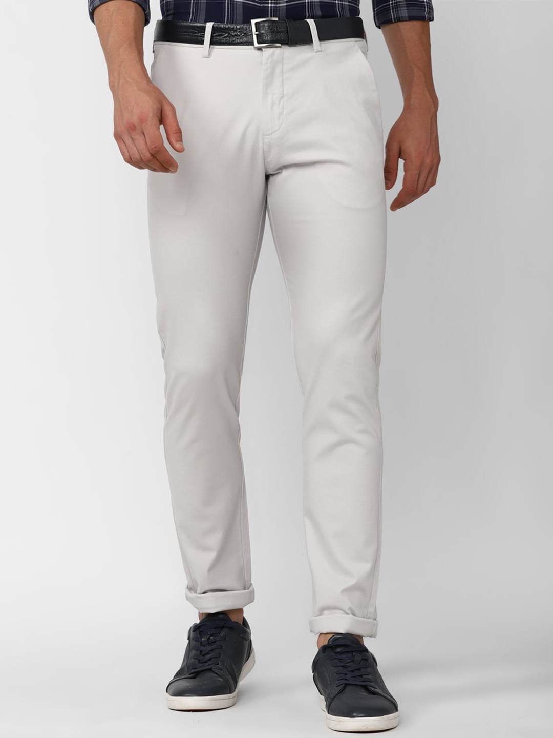 

Peter England Casuals Men Mid-Rise Slim Fit Trousers, Grey