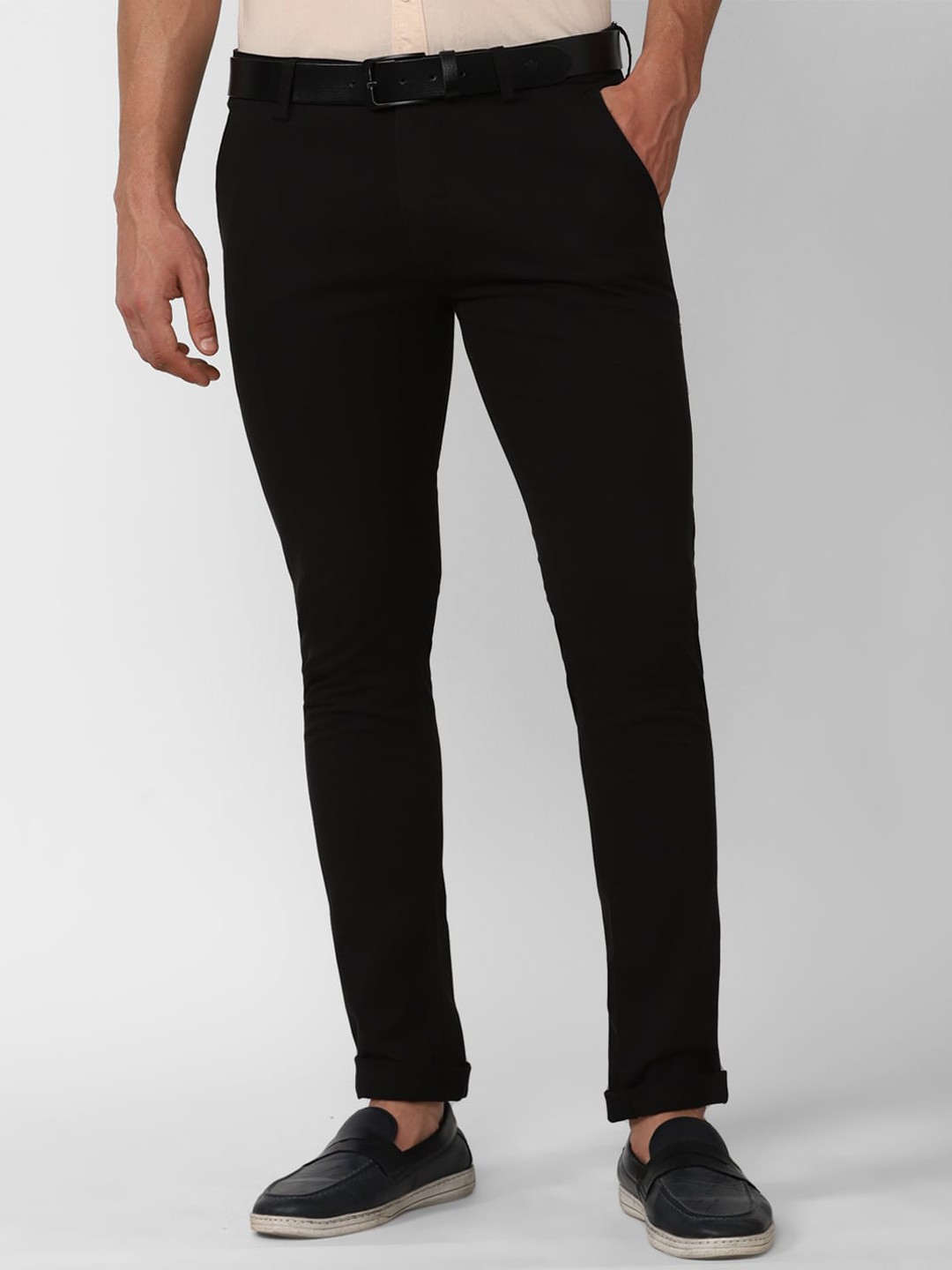 

Peter England Casuals Men Mid-Rise Skinny Fit Trousers, Black