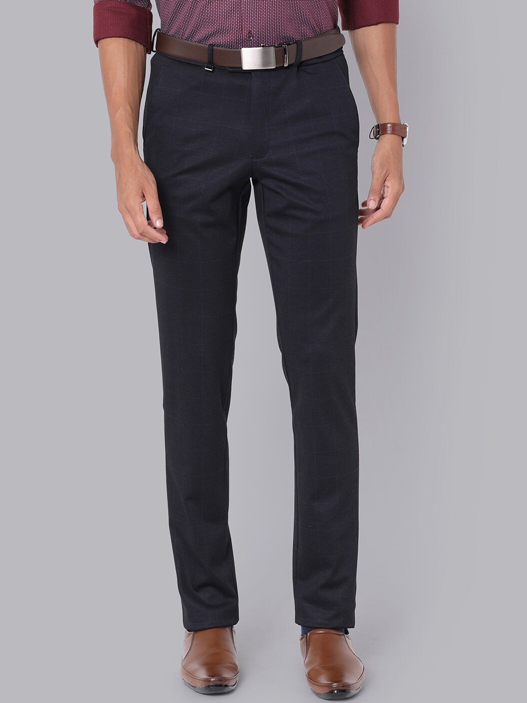 

Van Heusen Men Slim Fit Formal Trousers, Navy blue