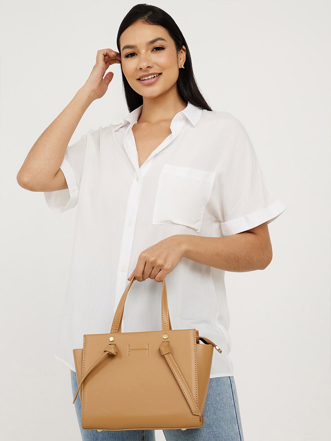 

Styli Textured Structured Handheld Bag, Brown