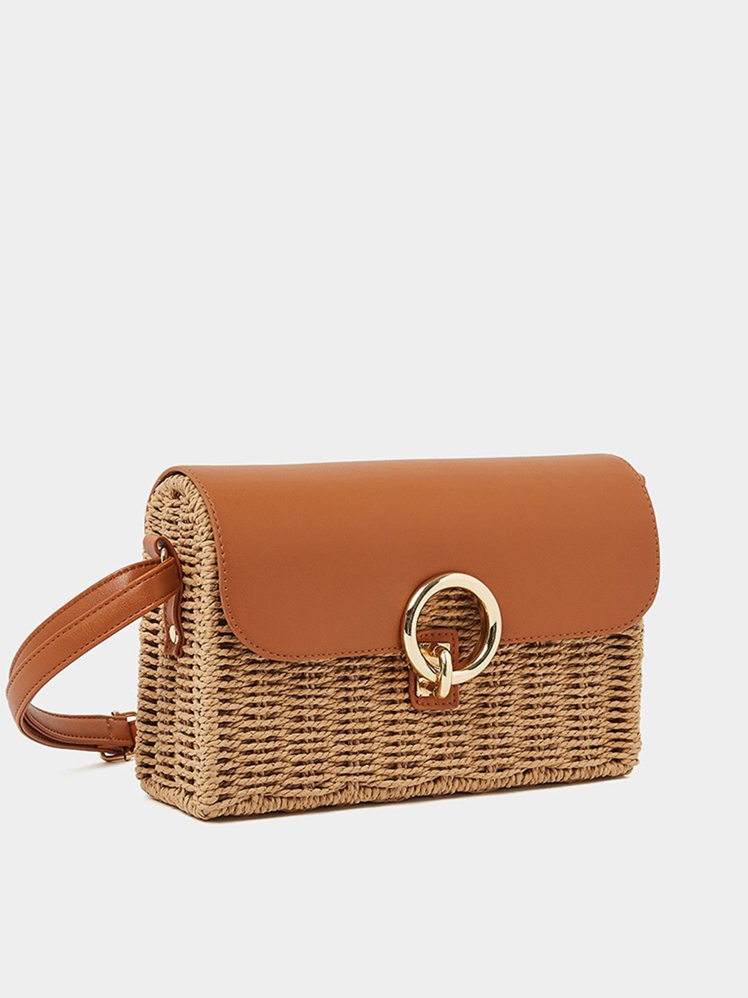 

Styli Textured Structured Sling Bag, Brown