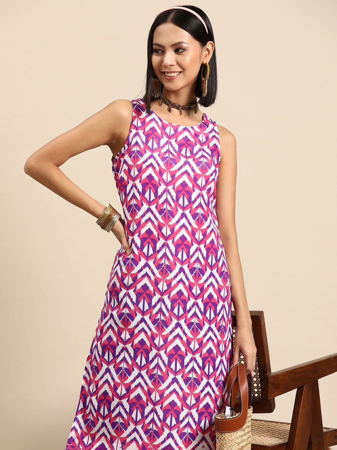 

Sangria Women Ethnic Motifs Printed Kurta, White