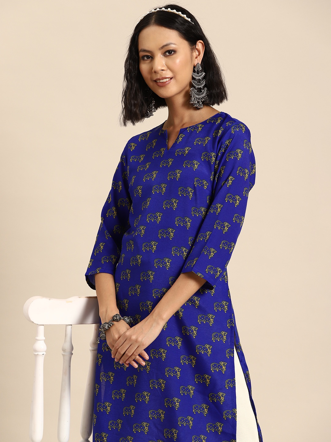 

Sangria Women Ethnic Motifs Printed Kurta, Blue