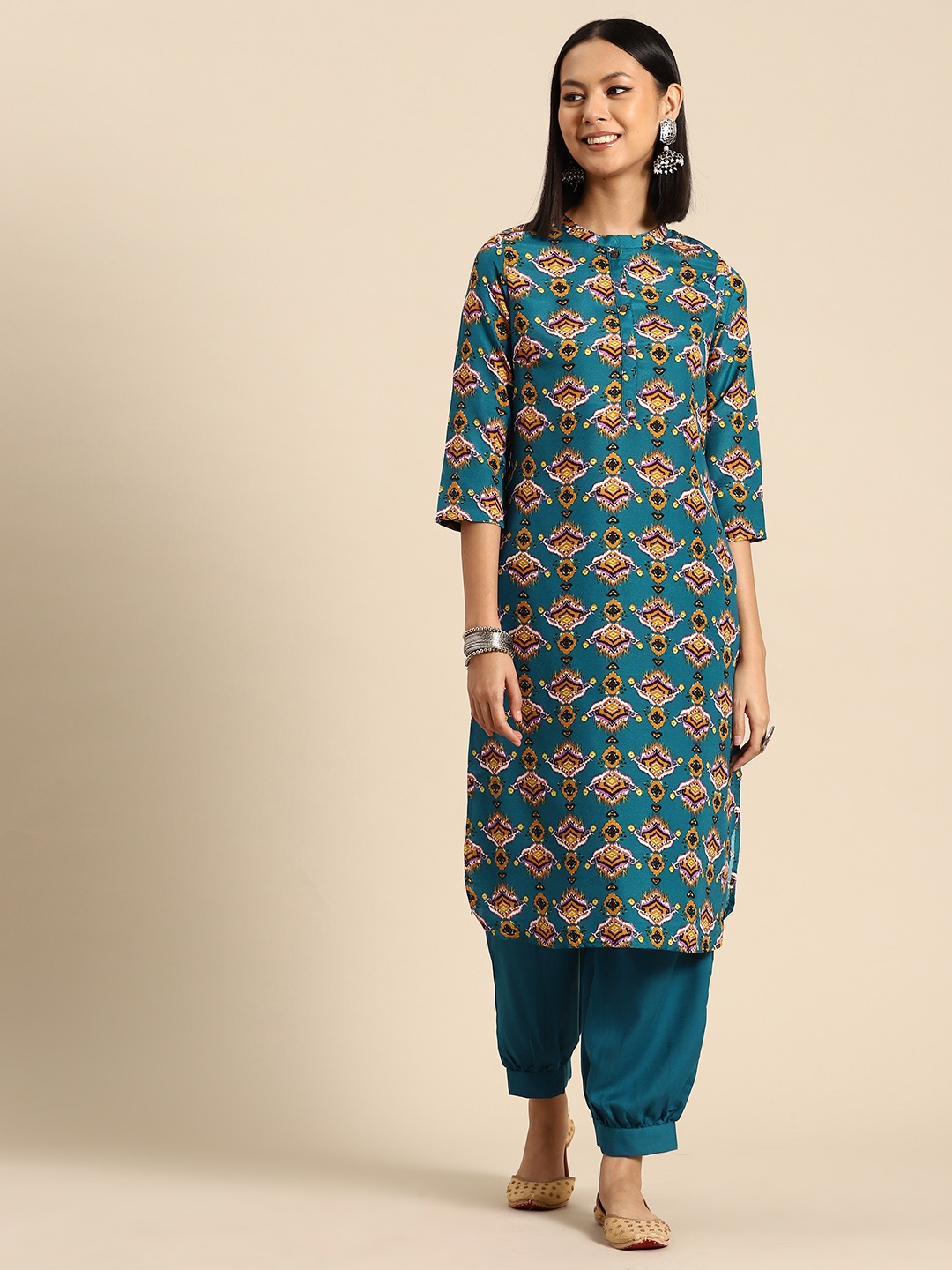 

Sangria Women Ethnic Motifs Printed Kurta with Salwar, Blue