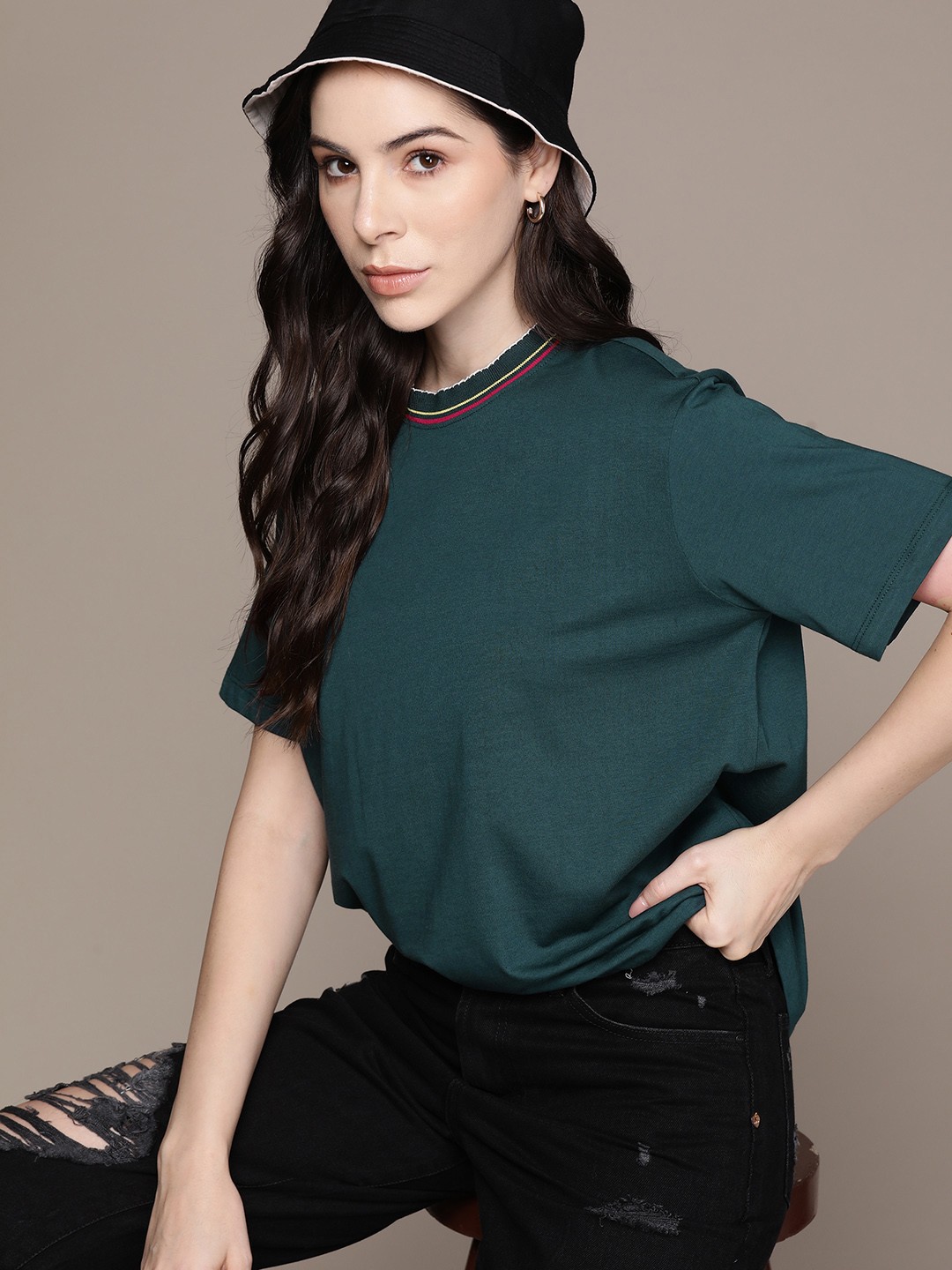 

The Roadster Lifestyle Co. Pure Cotton Boxy T-shirt, Teal