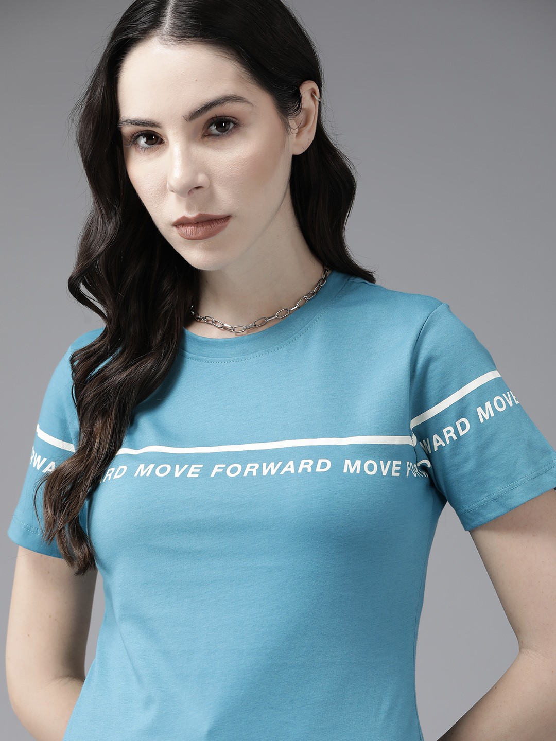 

The Roadster Lifestyle Co. Typography Printed Pure Cotton T-shirt, Blue