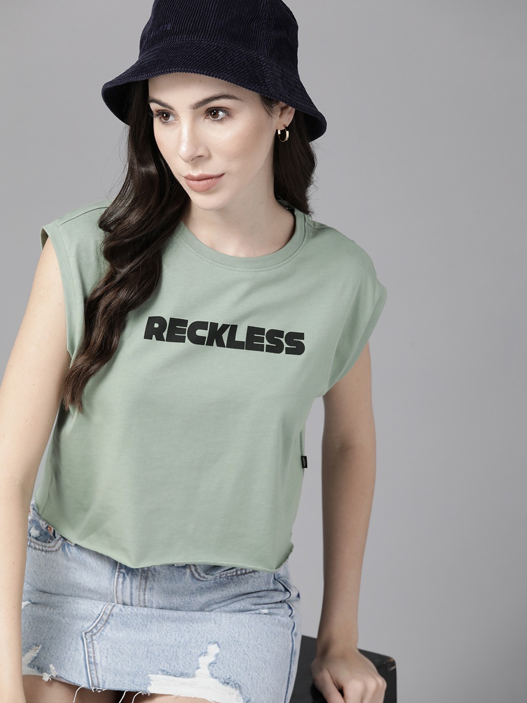 The Roadster Lifestyle Co. Typography Printed Pure Cotton T-shirt, Green
