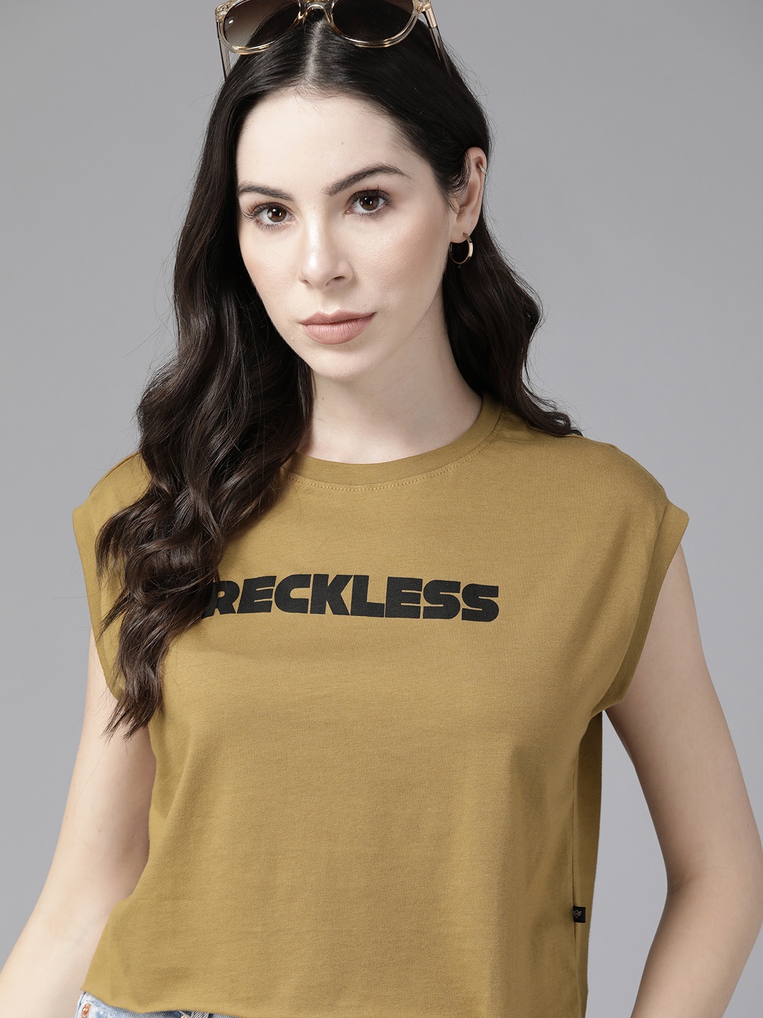 The Roadster Lifestyle Co. Typography Printed Pure Cotton T-shirt, Brown