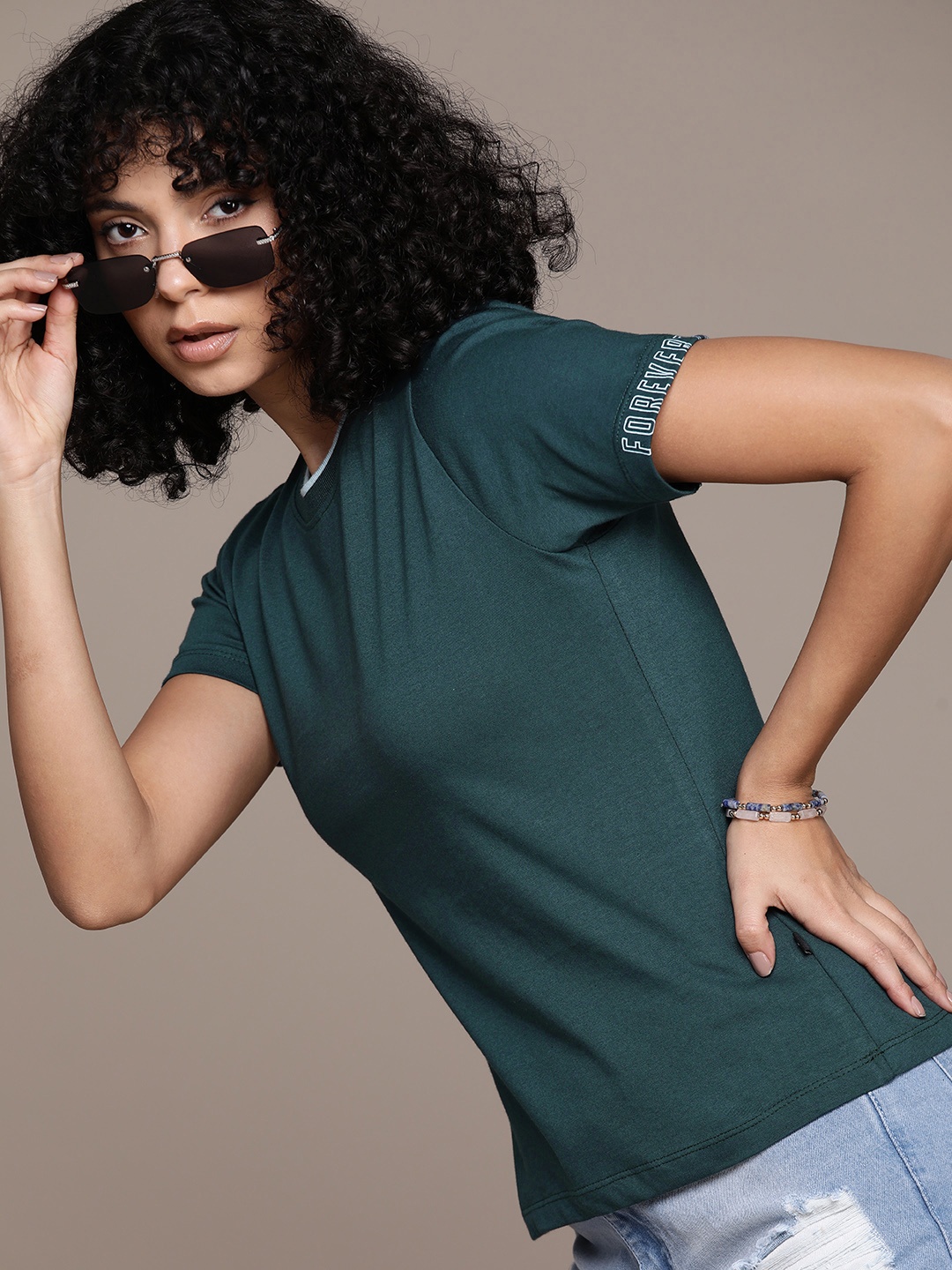 

The Roadster Lifestyle Co. Pure Cotton Solid T-shirt, Teal