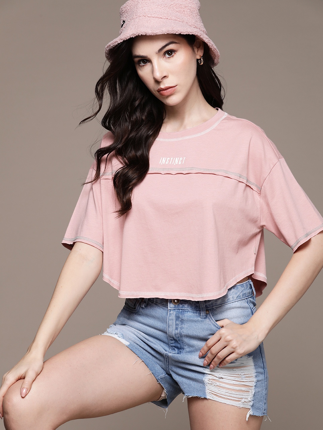 

The Roadster Lifestyle Co.Panelled Pure Cotton Boxy T-shirt, Pink