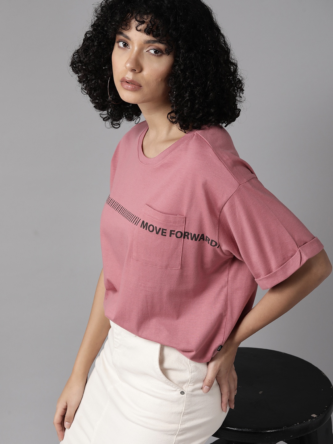 

The Roadster Lifestyle Co. Pure Cotton Boxy T-shirt, Rose