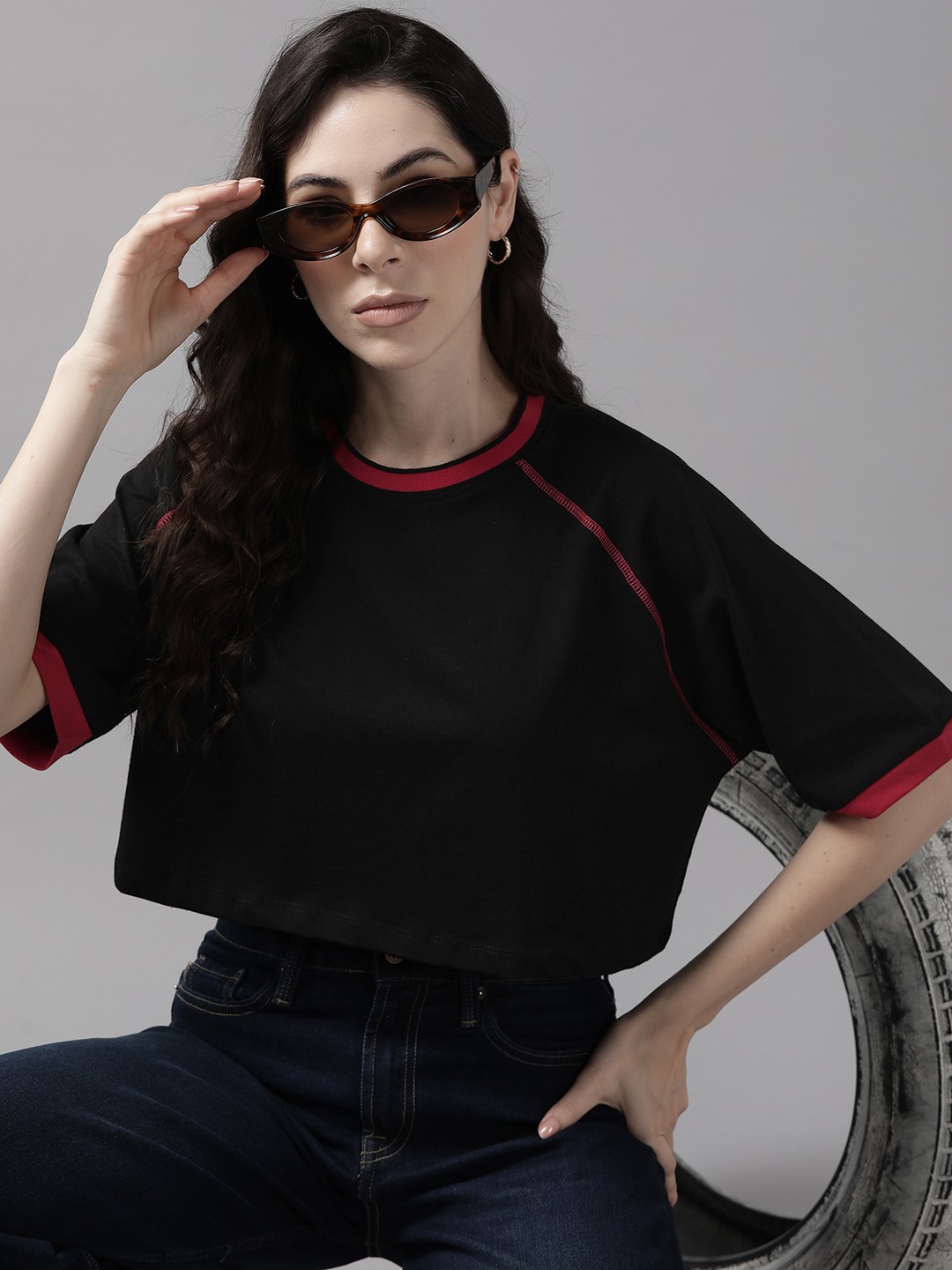 

The Roadster Lifestyle Co. Pure Cotton Boxy T-shirt, Black