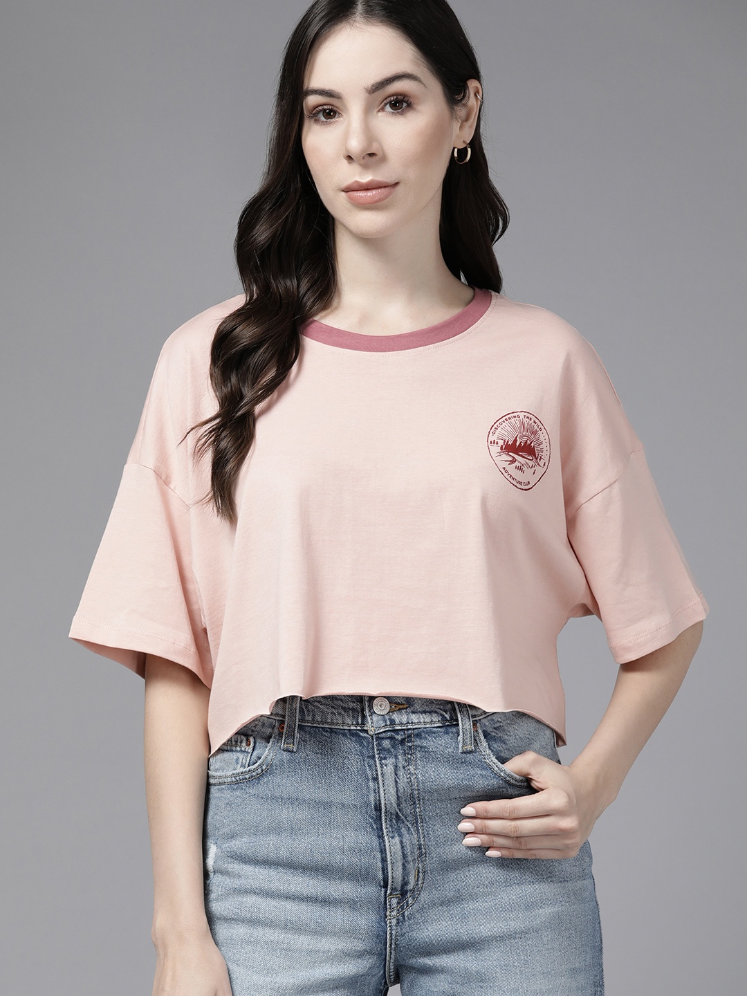 

The Roadster Lifestyle Co. Pure Cotton Boxy T-shirt, Peach