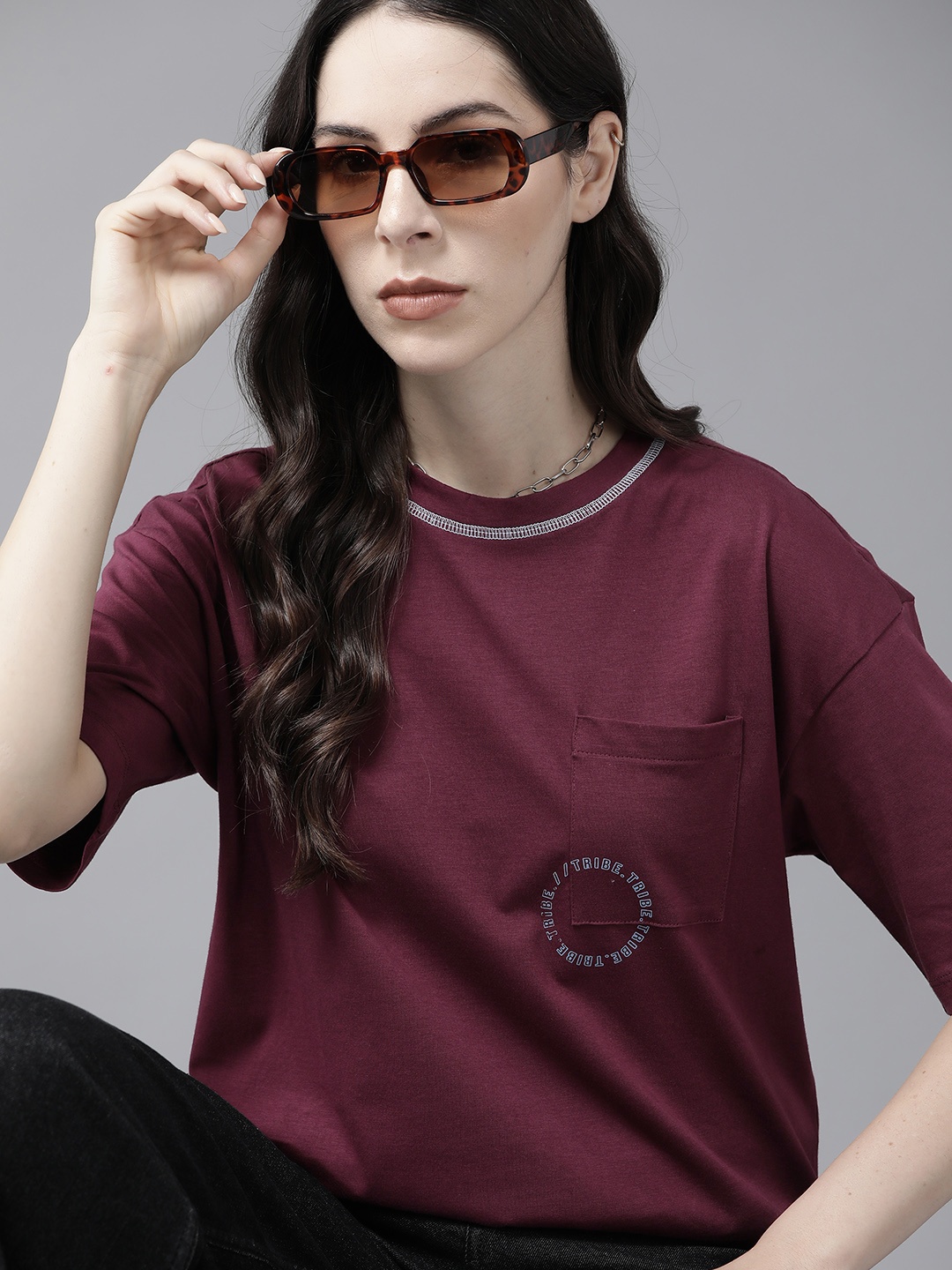 

The Roadster Lifestyle Co. Pure Cotton T-shirt, Burgundy