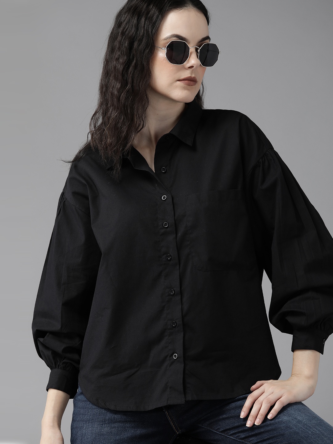 

The Roadster Lifestyle Co. Pure Cotton Casual Shirt, Black